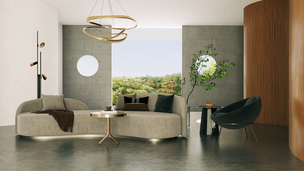 Ein Wohnzimmer mit Tapete